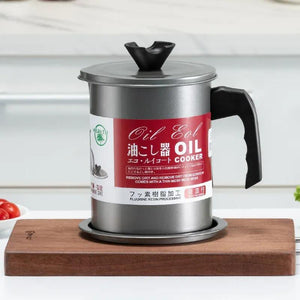 Stainless Steel Oil Filter Pot for Isolating Impurities and Storing Oil, 1.4L