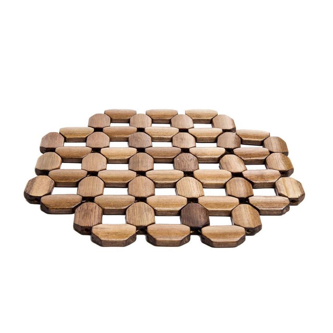 Round Wooden Heat Resistant Mat 19cm Table Mats for Kitchen and Dining Table Use