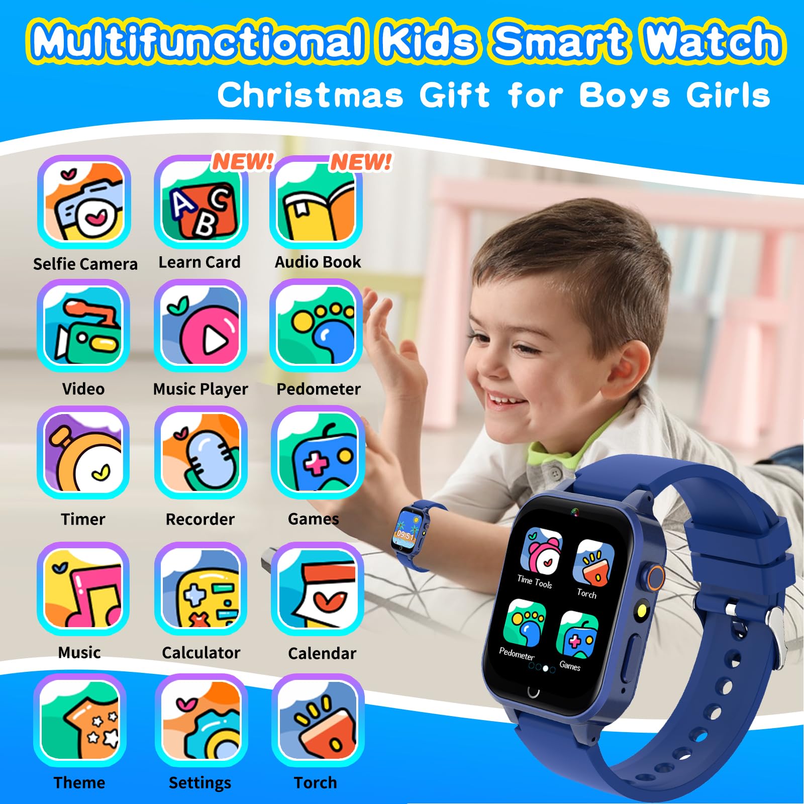 Kids Smart Watch Gift for Girls Age 5-12, 26 Games HD Touch Screen Watches with Video Camera Music Player Pedometer Flashlight 12/24 hr Educational Toys Birthday Gifts for Girls Ages 7 8 9 10